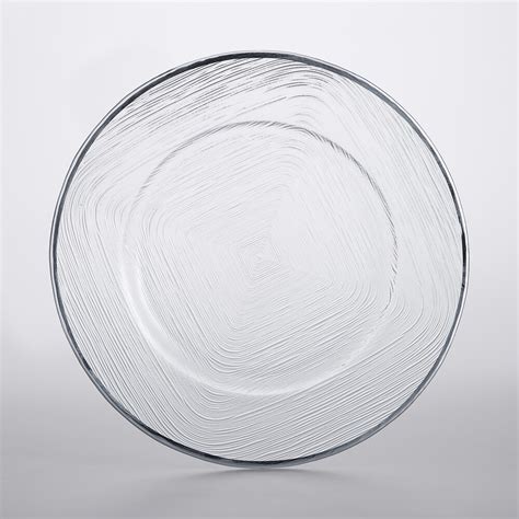 charge it by jay 13 round clear with silver weave rim glass charger plate 8 pack