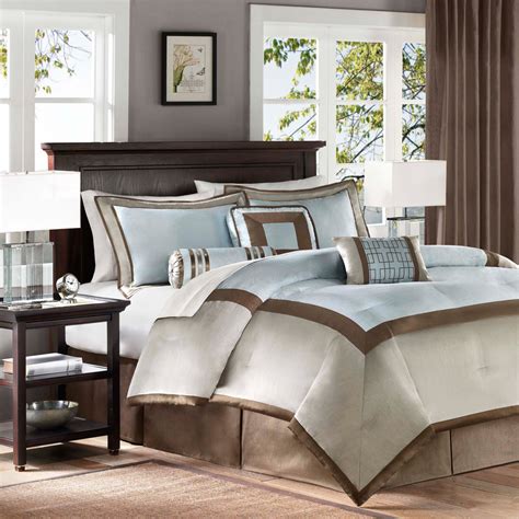 Bedding King Size Genevieve 7 Piece Comforter Set Blue Transition