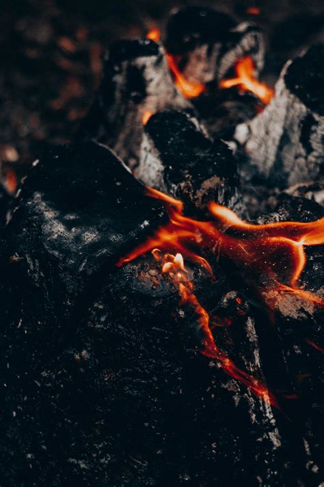Black Firewood Burning In Fire At Night · Free Stock Photo