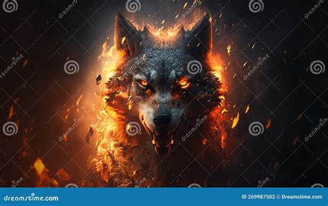Angry Fire Wolf 3d Art Stock Illustration Illustration Of Artwork