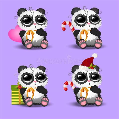 Cute Christmas Pandas Stock Vector Illustration Of Bear 81969677