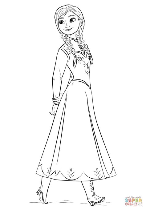 Gambar Anna Frozen Movie Coloring Page Free Printable Click Pages Elsa