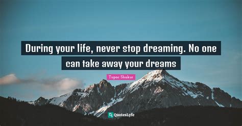 During Your Life Never Stop Dreaming No One Can Take Away Your Dream