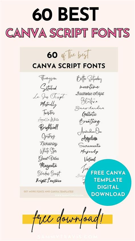 60 Best Canva Script And Cursive Fonts Handwriting Script And Cursive