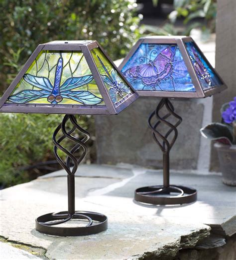 Floor lamp largesized solar powered lamps classic floor lamps floor lamps home shop by patio. Tiffany Style Solar Outdoor Table Accent Lamp - Butterfly ...