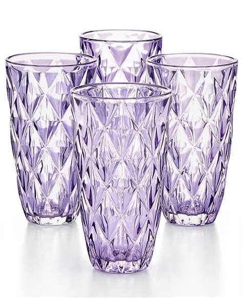 The Cellar Closeout Purple Diamond Highball Glasses Set Of 4 Created For Macy S And Reviews