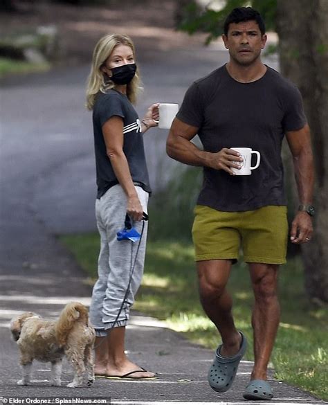 Kelly Ripa And Her Husband Mark Consuelos Walk Their Dog In The