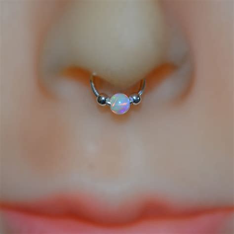 Septum Ring 3mm White Opal Gold Septum Jewelry Nose Ring Etsy
