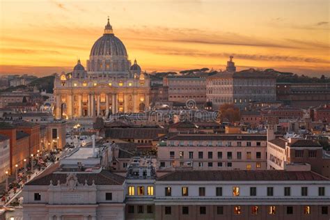 Vatican City Skyline With St Peter S Basilica Stock Image Image Of