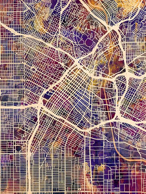 Los Angeles City Street Map Digital Art By Michael Tompsett Pixels