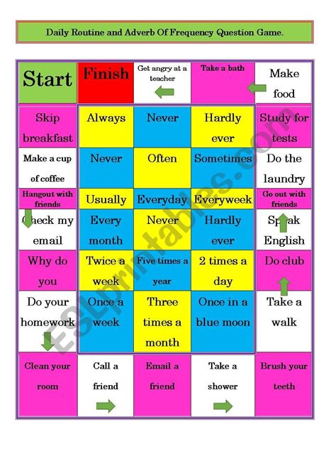 Daily Routine And Adverb Of Frequency Question Game Esl Worksheet By
