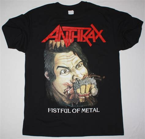 ANTHRAX FISTFUL OF METAL BLACK T SHIRT THRASH SLAYER OVERKILL NUCLEAR ASSAULT-in T-Shirts from 