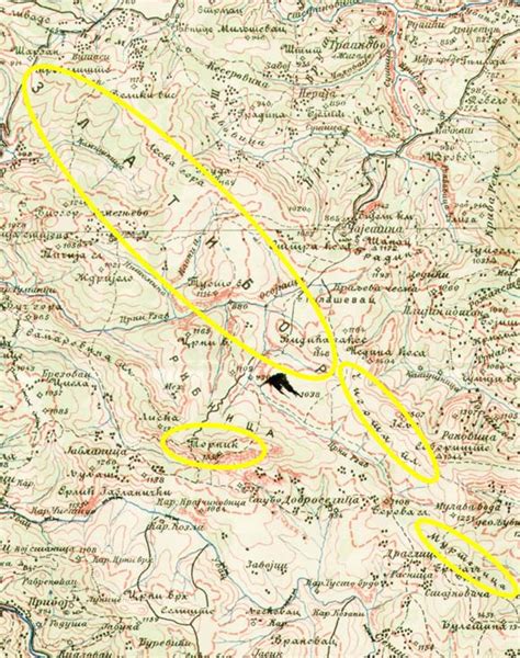 Fragment From Topographic Map 1200000 From 1916 Zlatibor Is Regional