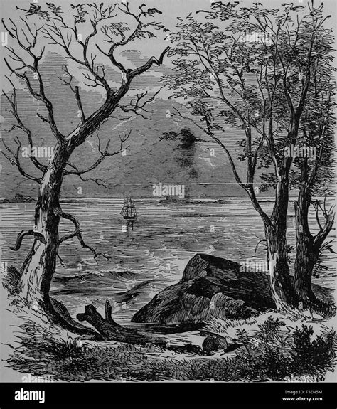 Engraving Of The Plymouth Rock In Plymouth Massachusetts From The