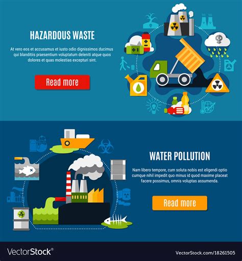 Pollution And Waste Banners Set Royalty Free Vector Image