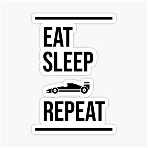 Eat Sleep Race Repeat Logo With Car Picture Sticker By Suuroka