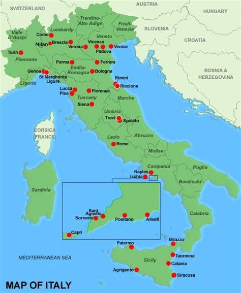 Map Of Italy Italy Map Sorrento Italia Italy