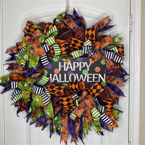 Halloween spooky wreath Happy Halloween welcome wreaths | Etsy | Halloween mesh wreaths, Mesh ...