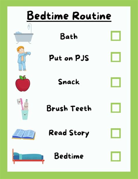 Bedtime Routine Chart Instant Download Printable Kids Sleep Etsy