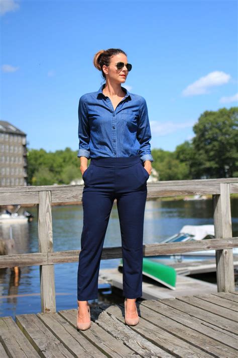 Heart And Seam Blue Pants Outfit Navy Pants Work Navy Pants Work Outfit