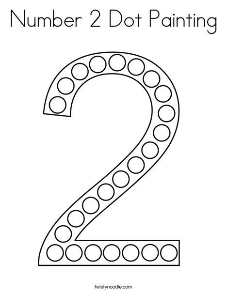 Number 2 in a hat; Number 2 Dot Painting Coloring Page - Twisty Noodle