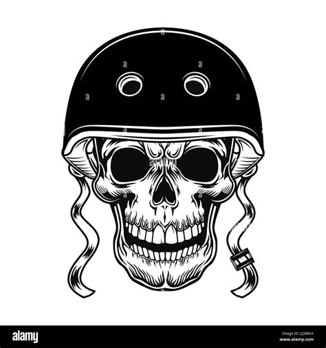 Skull Of Biker Vector Illustration Head Of Character In Helmet For