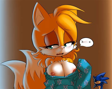 Rule 34 Blue Fur Blush Breasts Canine Female Fox Front
