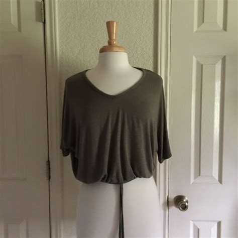 Olivia Rae Elastic Waist Crop Top Shirt Size Large Green Ebay