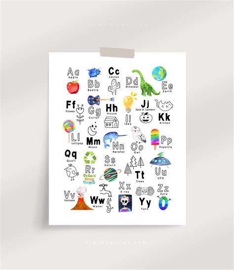 Abc Printable Alphabet Art Print Abc Printclassroom Etsy