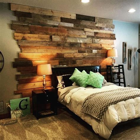This Beautiful Bedroom Features A Wood Wall Of Random Barn Wood Planks