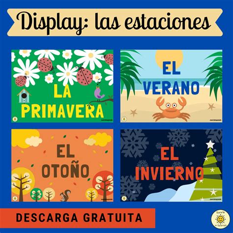 Las Estaciones Del Año Pósteres Spanish Seasons Displayflashcards