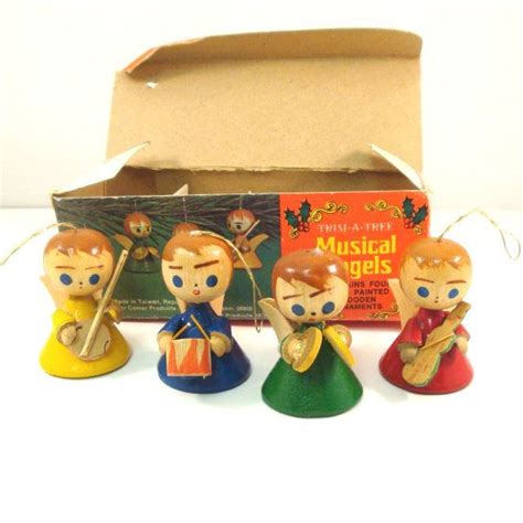 Vintage 1975 Trim A Tree Musical Angels Ornaments In Original Box