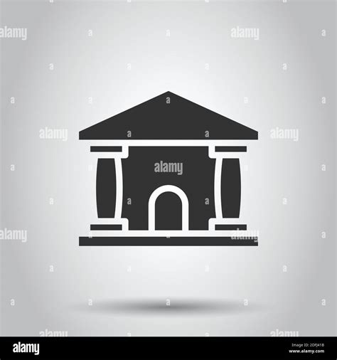 Bank Building Icon In Flat Style Government Architecture Vector