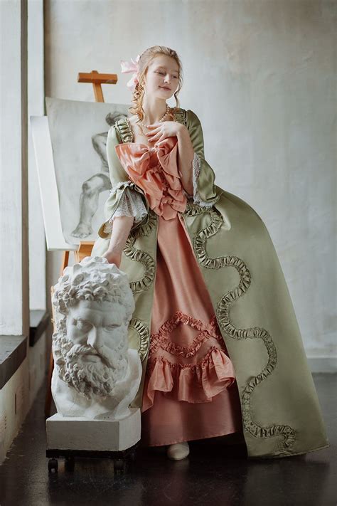 Robe A La Francais Rococo Dress With Pannier Undergarment 18th