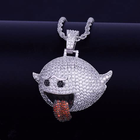 Flying Ghost Boo Diddley Hip Hop Mario Ghost Hip Hop Micro Pave Chain