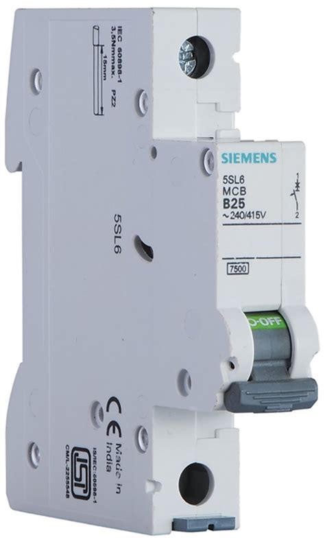 Siemens Plastic 6a 1 Pole Miniature Circuit Breaker White