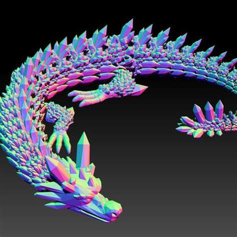Stl File Articulated Dragon Flexi Crystal Dragon 3d Print・3d Printer