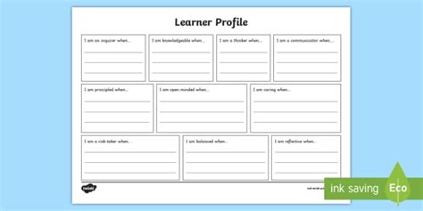 Pyp Individual Learner Profile Worksheet Teacher Made