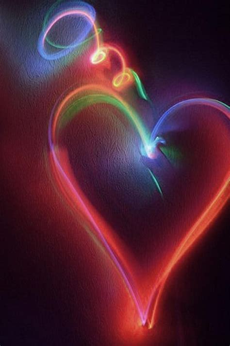 Neon Light Love Hearts Wallpaper Free Iphone Wallpapers