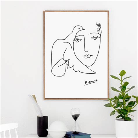 Picasso Poster Modern Minimalist Female Art Face Sketch Canvas Painting