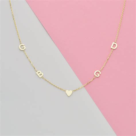 K Solid Gold Initial Necklace Sideways Initial Necklace