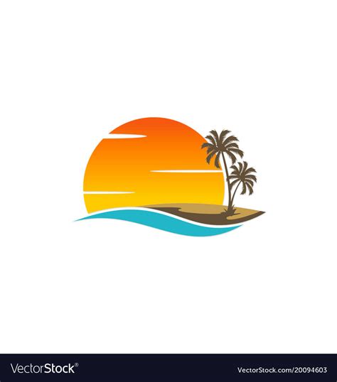 Palm Tree And Sunset Logo