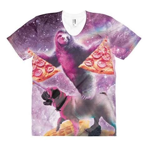 Pick Up This Funny Galaxy Sloth With Pizza Riding Pug Unicorn On Waffles Design This Cosmic
