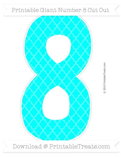 Aqua Blue Moroccan Tile Giant Number 8 Cut Out — Printable