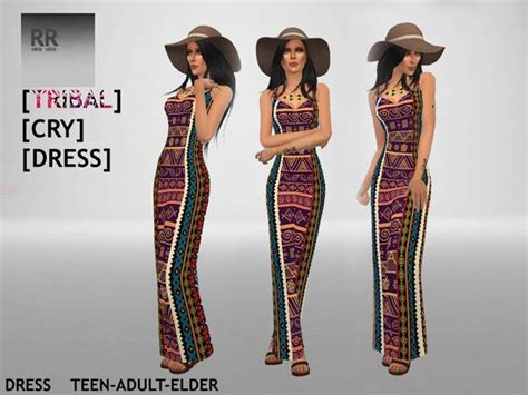 Rokisrokis Rr Tribal Cry Dress Sims 4 Clothing Dresses Sims 4