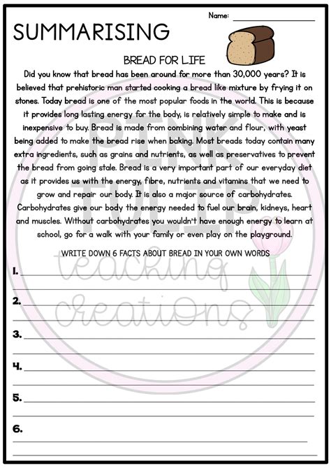 3rd Grade Reading Summary Worksheet