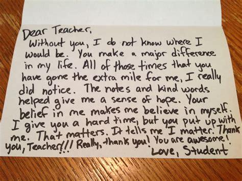 Message For Teacher Letter To Teacher Teacher Appreciation Letter