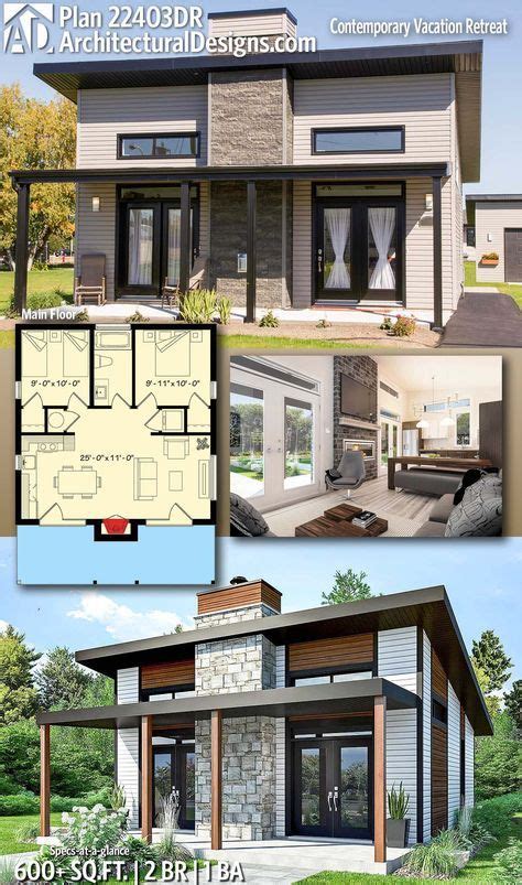 Architectural Designs Contemporary Home Plan 22403dr With 2 Bedrooms