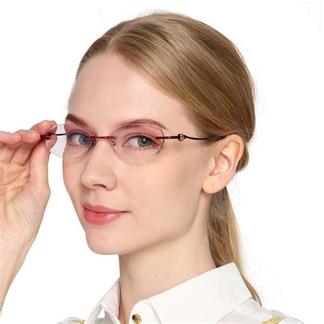 Luxurious Reading Glasses Women Rhinestone Eyeglass Rimless Female High Clear Hyperopia Women S