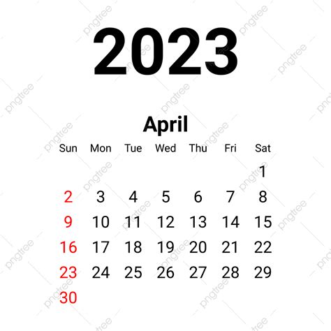 Calendar April 2023 Vector Png Images April 2023 Minimalist Calendar